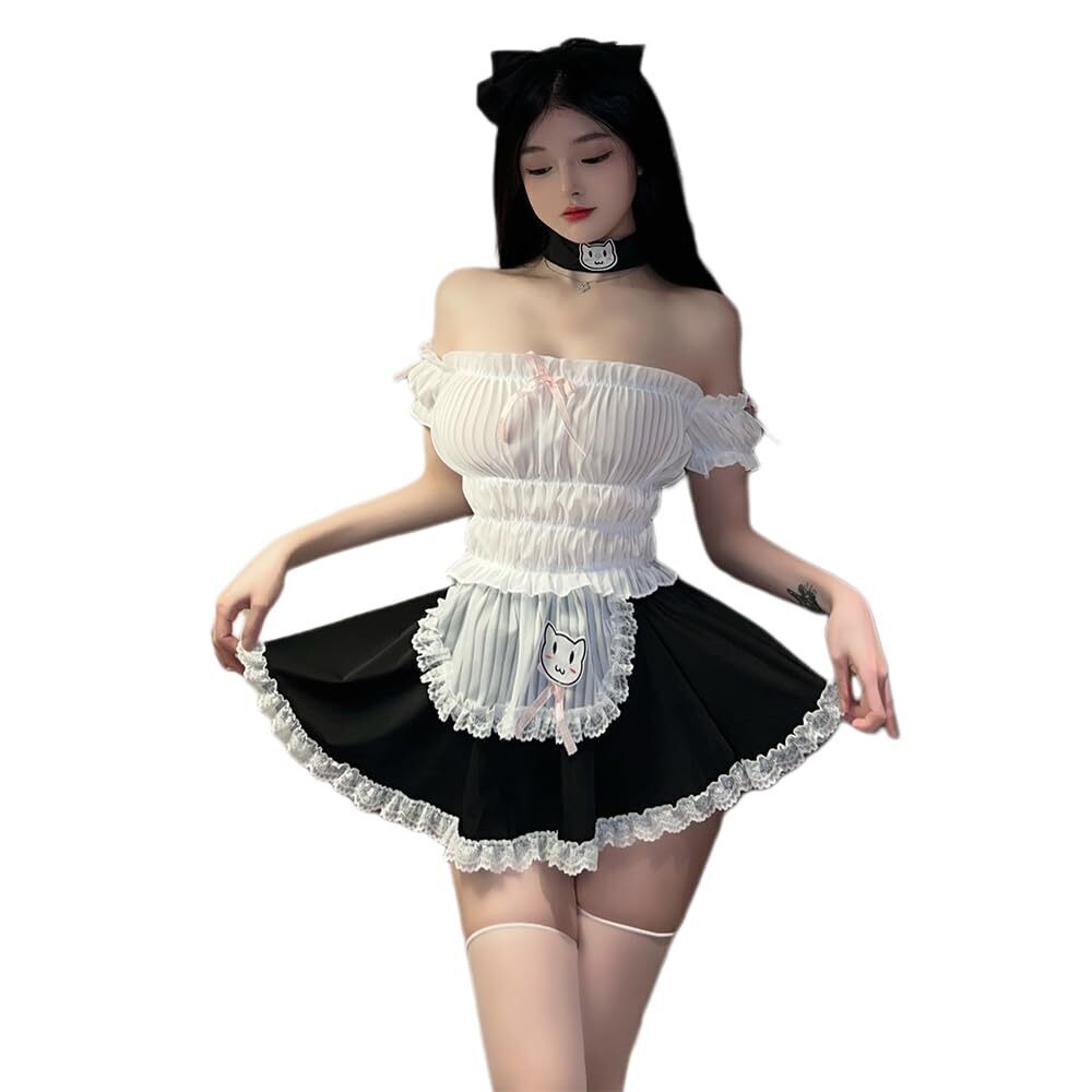 1964 cosplay sexy maid velvet pajamas French apron lace maid underwear